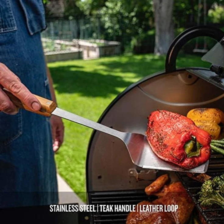 Traeger Grillwender Grillschaber, Edelstahl, GriffTeakholz – Bild 5