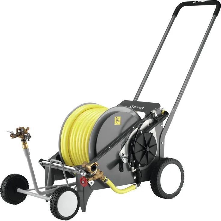 GEKA Schlauchwagen, Plus Automatische Regnerwagen RW40 mit 40m 5/8" Schlauch Regner V80, Turbinenantrieb, automatische Abschaltung, blau