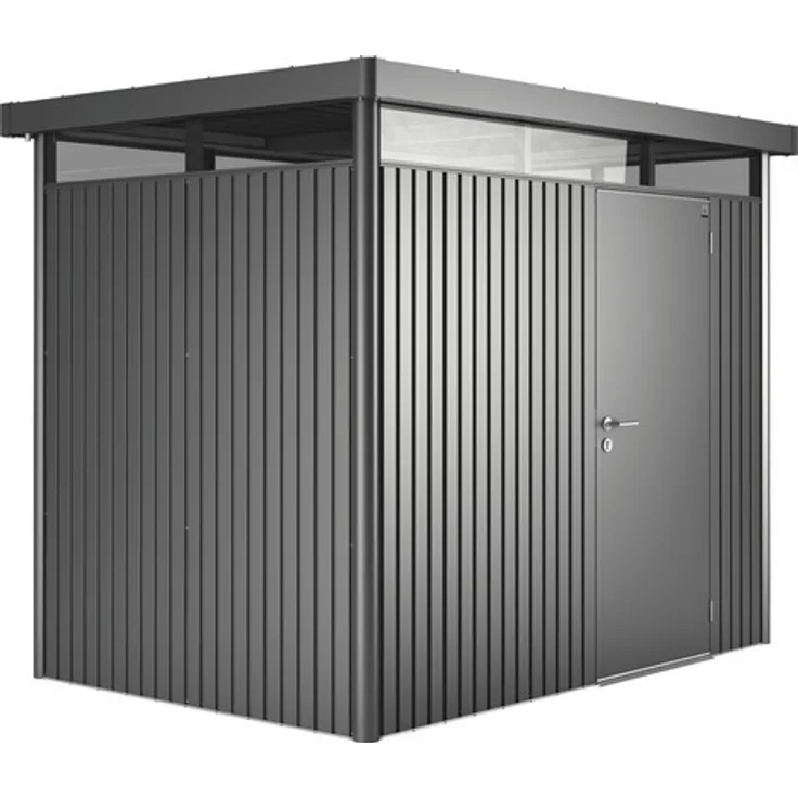 Biohort Gerätehaus HighLine H2 Standardtür 275 x 195 cm dunkelgrau-metallic, Stahlblech, 20 Jahre Herstellergarantie