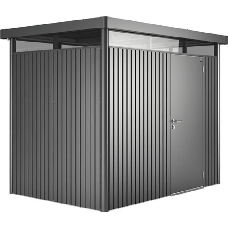 Biohort Gerätehaus HighLine H2 Standardtür 275 x 195 cm dunkelgrau-metallic, Stahlblech, 20 Jahre Herstellergarantie