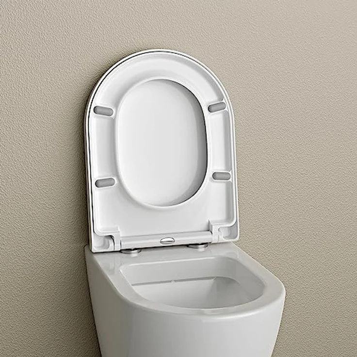 Bernstein WC Sitz U1002, Weiß glänzend, D Form 46 x 36 x 5 cm, Softclose, antibakterieller Duroplast, Take Off Mechanik, einfache Montage, Ersatzdeckel – Bild 5