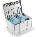 Festool Schleifmittel-Systainer³ SYS-STF D150 GR-Set Granat, Schleifscheiben für VOC Lacke und harte Untergründe, staubarmes Arbeiten, 49 Loch Absaugung, 20 x verschiedene Körnungen, SYS3 M 237