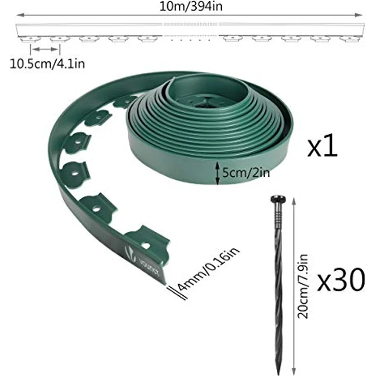 Flexible Rasenkante Kunststoff, mit 30 Erdanker, 10m x 5cm, Grün – Bild 8