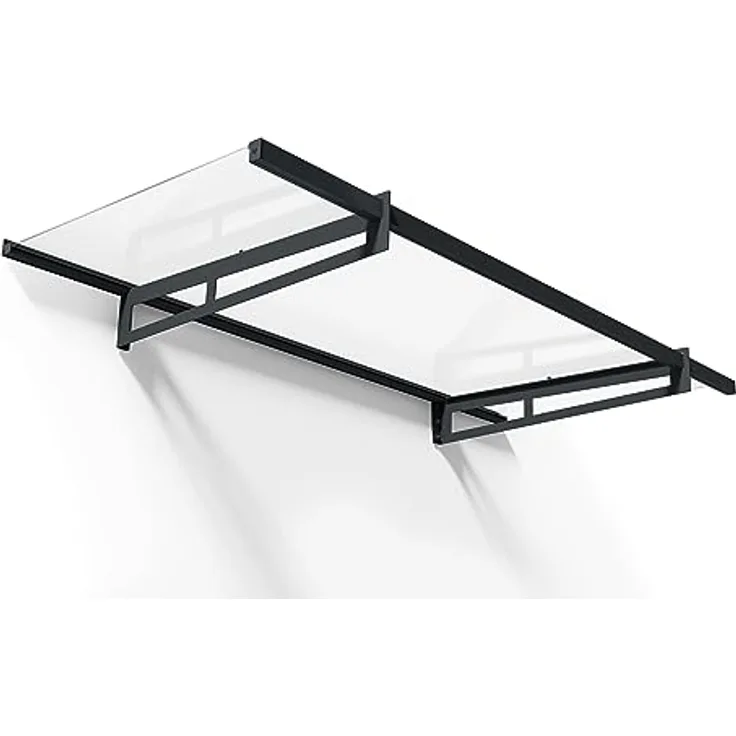 Palram Canopia Vordach für Haustür Bremen 2050 Pultvordach 205 x 94 cm Grau Sonnenschutz inkl. Regenrinne