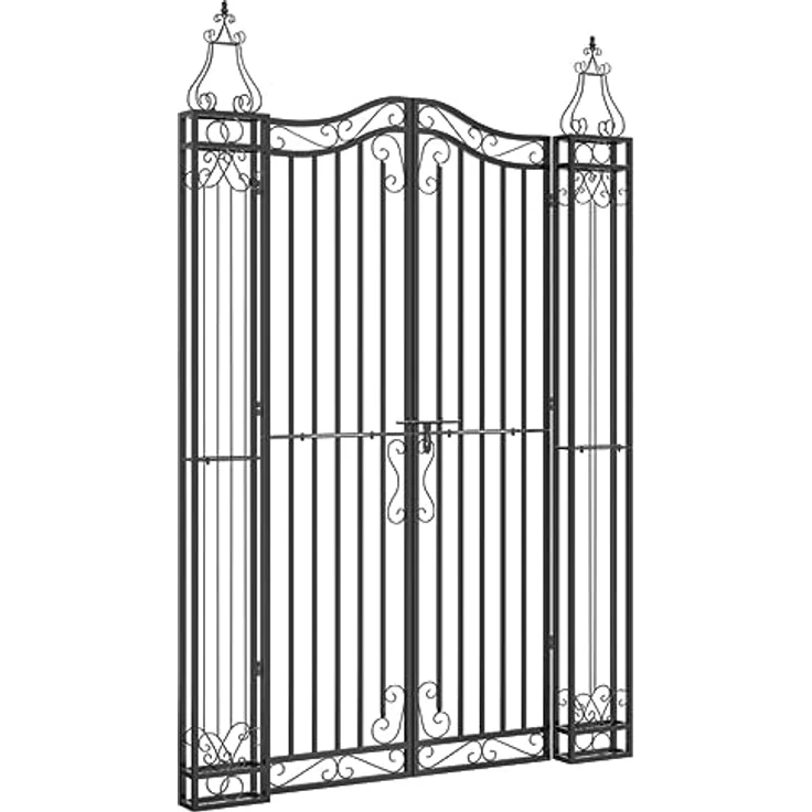 vidaXL Gartentor Schwarz 121x8x180 cm Schmiedeeisen mit Bolzenverriegelung – Bild 3