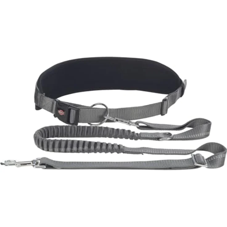 TRIXIE Joggingleine für Hunde mit Bauchgurt M-L, 1,20–1,50 m 25 mm in grafit/schwarz - für Sport und Bewegung - für mittelgroße bis große Hunde – Bild 1