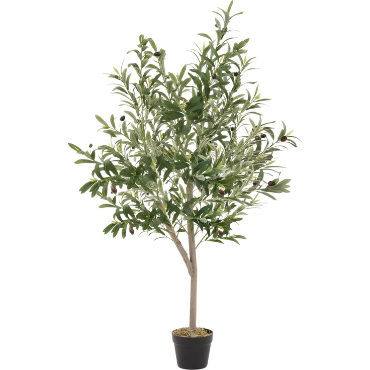 ML-Design Künstlicher Olivenbaum 150 cm, Naturholzstamm mit authentischen Kunststoffoliven und stofflichen Blättern, pflegeleicht und langlebig