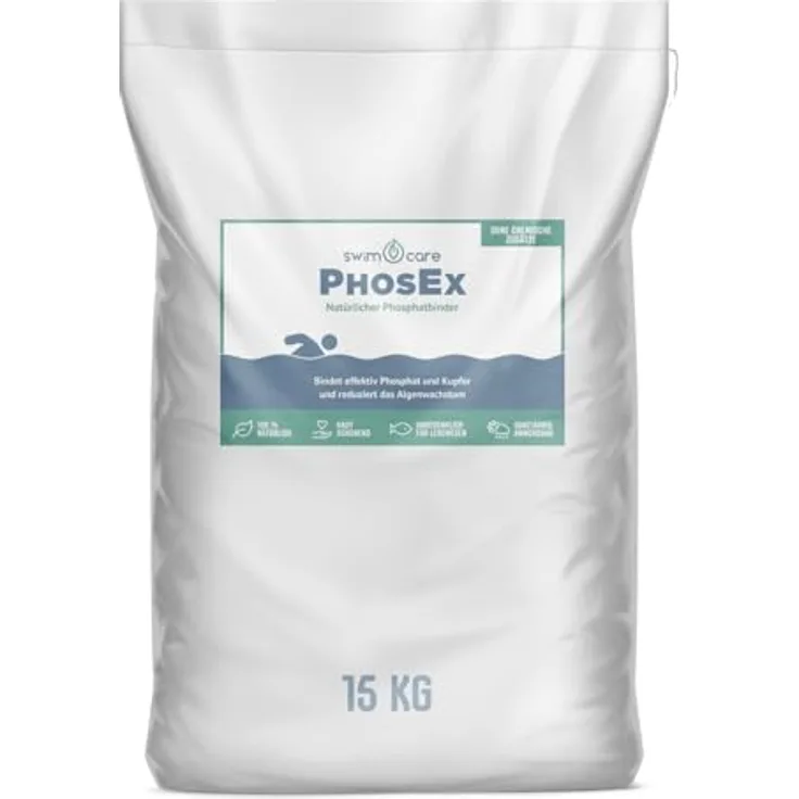 swimcare Phos-Ex, Natürlicher Phosphatbinder zur Teichpflege, 15 kg Sack, bindet Phosphate und Schwermetalle