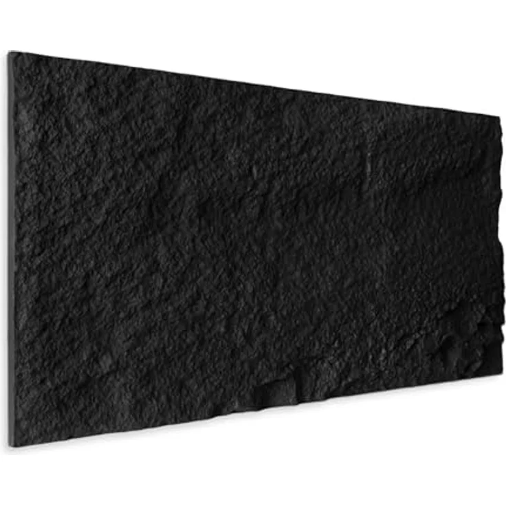 HEXIM 3D Wandpaneele Bruchstein Felsenoptik, 10 Stück 120x60cm, PU Wandverkleidung schwarz, 7,3 m² (A002-06 Dark Black) – Bild 2