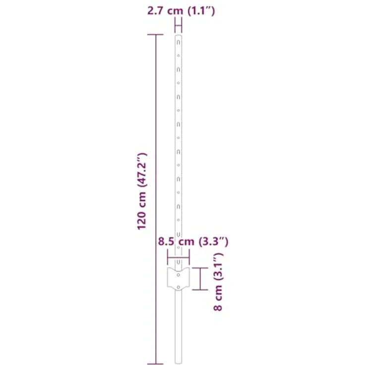 vidaXL Zaunpfosten Set, 11 Stück U-Kanal, 80 cm, verzinkter Stahl, silberendab. – Bild 6