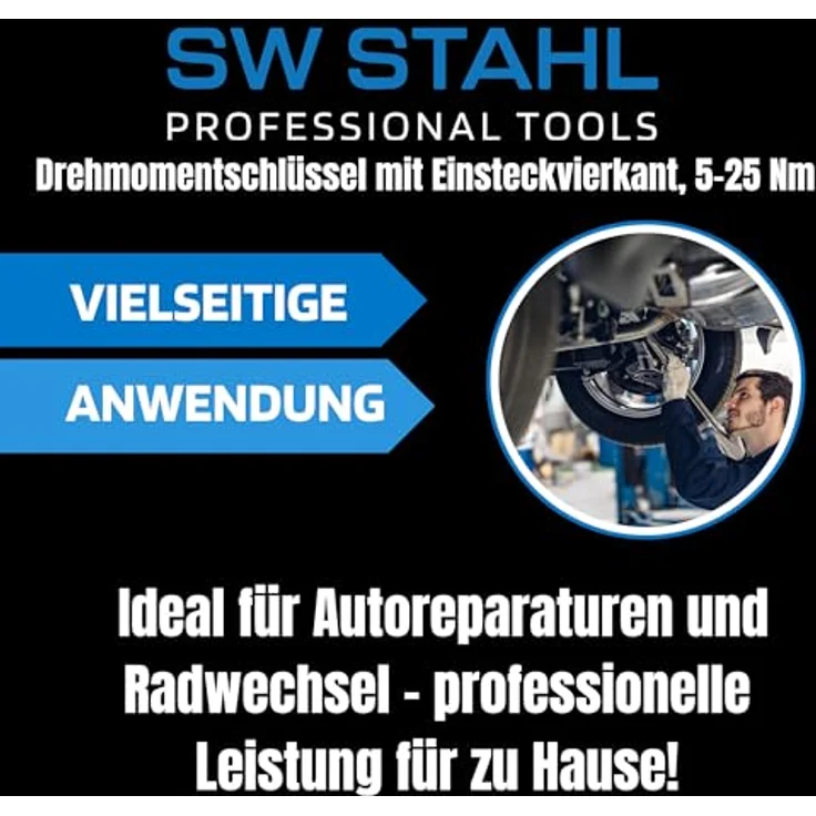 SW-Stahl 03871L Profi Drehmomentschlüssel 1/4 Zoll, einstellbarer Drehmomentbereich 5-25 Nm, Chrom-Vanadium Stahl, mit 48 Zähnen Ratsche, für Fahrrad, Motorrad und PKW-Reparaturen – Bild 4