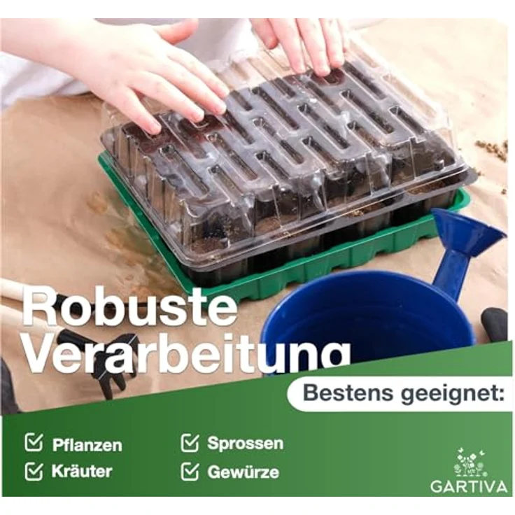 Gartiva® Anzuchtgewächshaus 27 x 19 cm Set - Mini Zimmergewächshaus mit Anzuchtkasten & Anzuchtschale für Pflanzen zur Anzucht – Bild 5