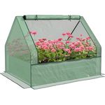 Outsunny Foliengewächshaus Frühbeet Hochbeet Tomatenhaus mit Rollfenster, Grün, 125 x 95 x 92 cm