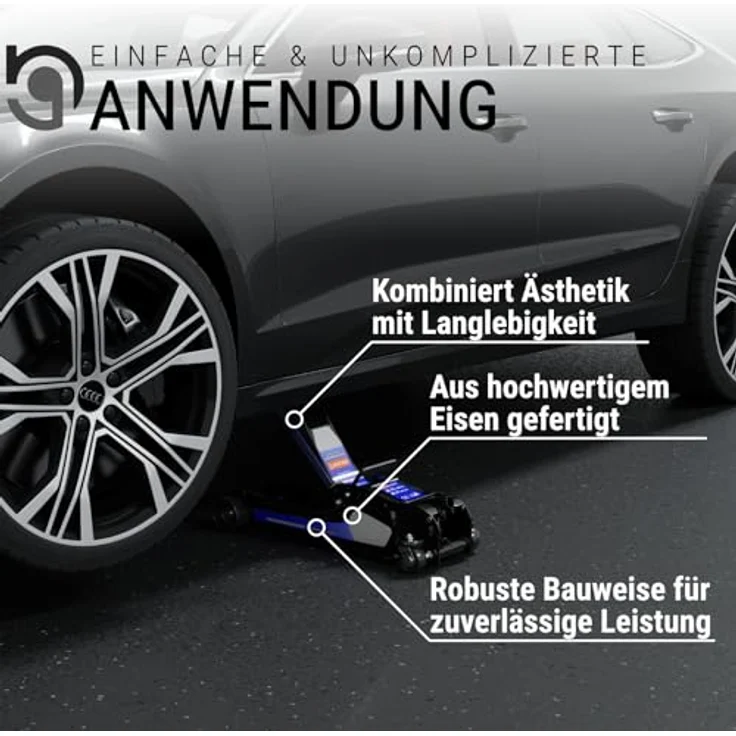 HAGO Hydraulischer Wagenheber 2,5T Rangierwagenheber KFZ Gummiauflage 360° Rollen tragbar – Bild 8
