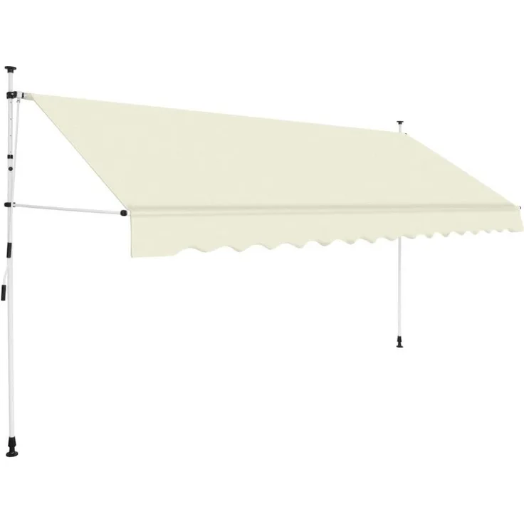 furnicato Einziehbare Markise, 350 cm, cremeweiß, handbetrieben, wasser- und schmutzabweisend, UV-beständig, mit flexiblem Kurbelbetrieb