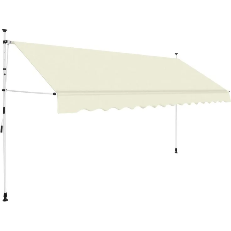 furnicato Einziehbare Markise, 350 cm, cremeweiß, handbetrieben, wasser- und schmutzabweisend, UV-beständig, mit flexiblem Kurbelbetrieb