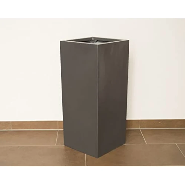 Elegant Einrichten Pflanzkübel Fiberglas Säule 30x30x90cm, anthrazit-metallic, frostsicher und UV-beständig – Bild 2