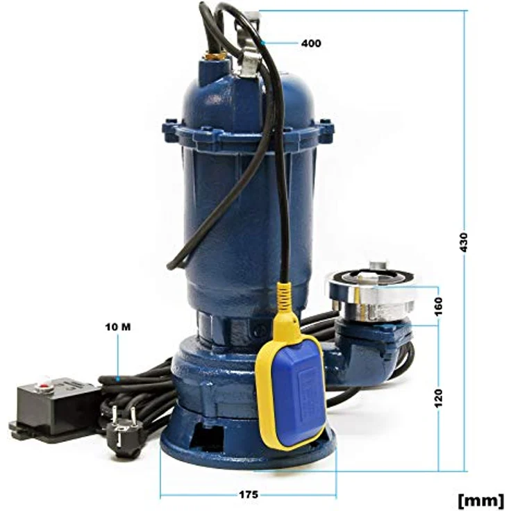 Wiltec Schmutzwasserpumpe 550 W Tauchpumpe mit 10.000 l/h Fördermenge inkl. 20 m Schlauch Pumpe – Bild 3