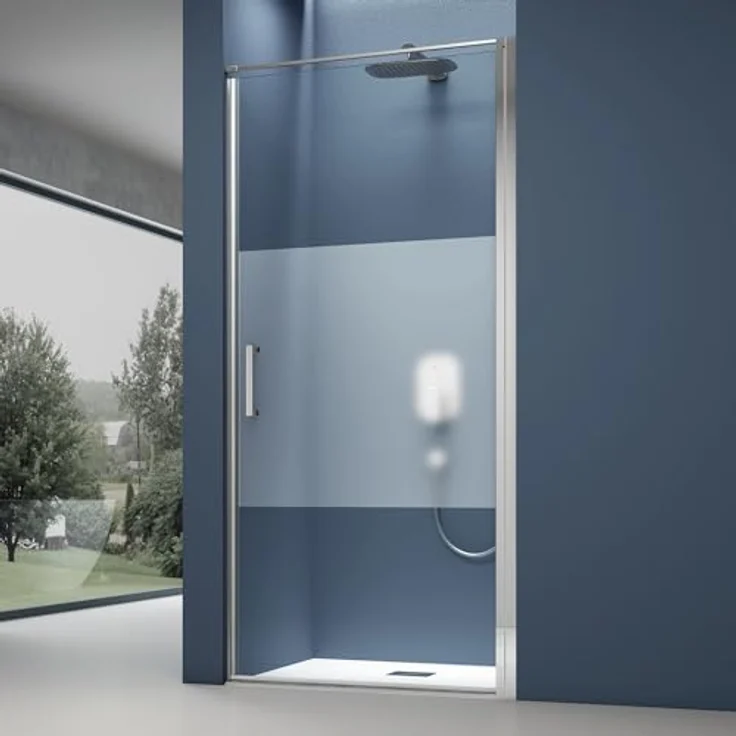 doporro Dusch-Drehtür Nischentür Teramo36K Klarglas 80x195 cm NANO-Beschichtung ESG-Sicherheitsglas – Bild 2