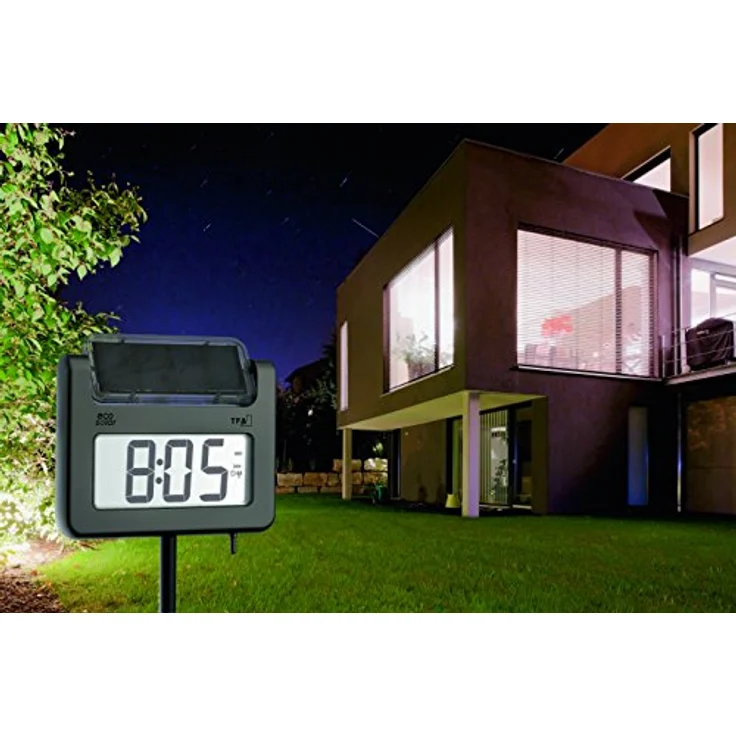 TFA Avenue Plus, digitales Thermometer + Hygrometer mit Solarzellen, silber, wetterfest, große Lesbarkeit – Bild 2