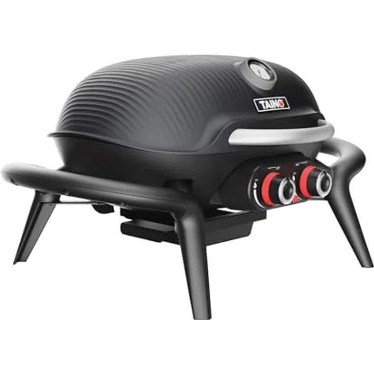 TAINO KENAI Gasgrill Set, Tischgrill mit Abdeckhaube, Gasdruckregler und Thermometer, Aluguss, Schwarz, 73 x 50 x 38 cm – Bild 2