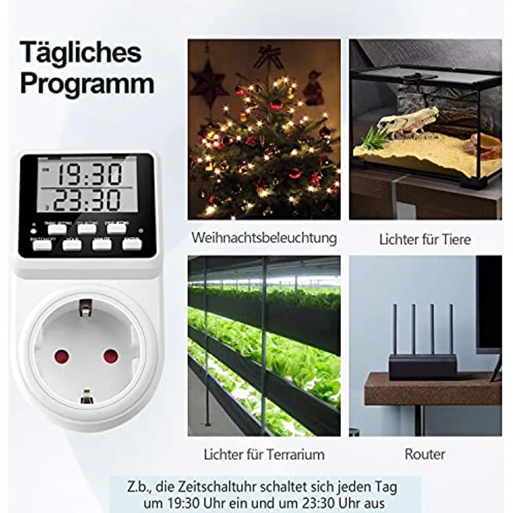NOVKIT Intervall Digitale Zeitschaltuhr Steckdose, unendlicher Zyklus, 3 Schaltprogramme, Countdown, 230V / 16A / 3600W – Bild 4