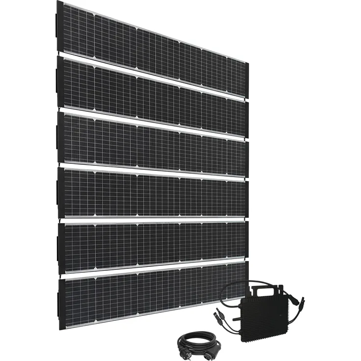 TECHNAXX Solarzaun Starterset BiDo Flexi TX-356, Bifaziales 480W Solarmodul-Set für Doppelstabmattenzäune, schwarz-transparent
