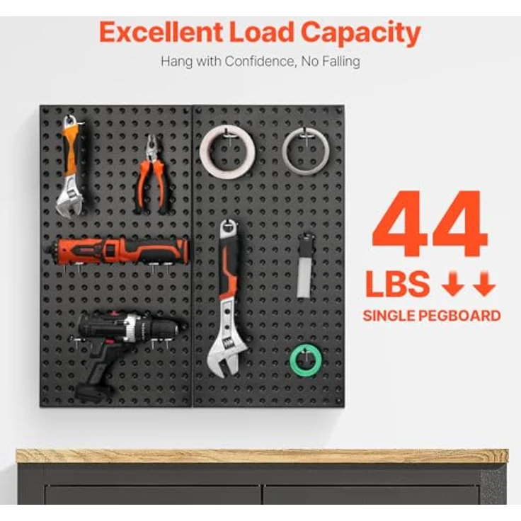 VEVOR Werkzeugwand 2er-Set, 61 x 30 cm, robustes Metall-Pegboard mit Zubehör, hohe Tragfähigkeit bis 40 kg, schwarz – Bild 2