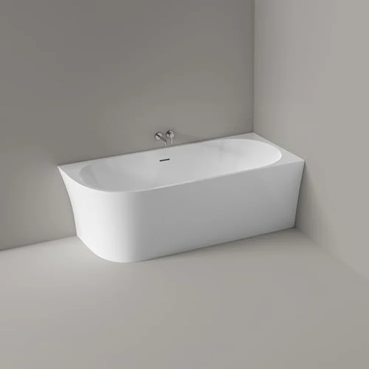 Bernstein NOVA Freistehende Badewanne, Acryl Weiß Glänzend 170x80x60 cm, doppeltwandig mit mittigem Ablauf und Pop-up-Funktion – Bild 3