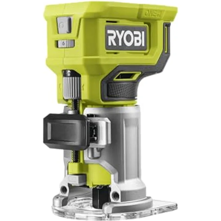 RYOBI 18 V ONE+ Akku-Kantenfräser RTR18-0, mit 6 Geschwindigkeitsstufen und max. Spanndurchmesser 6 & 6.35mm, in grün