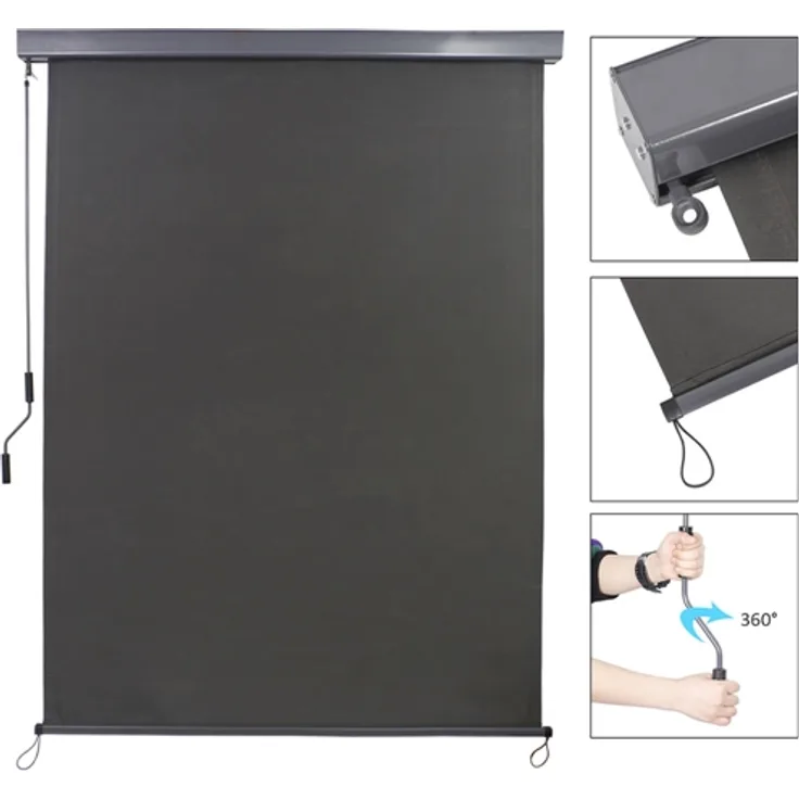 Senkrechtmarkise 160x250 cm Markise Seitenmarkise Anthrazit Windschutz Sonnenschutz Seitenrollo Terrassendach Balkonmarkise Schutz