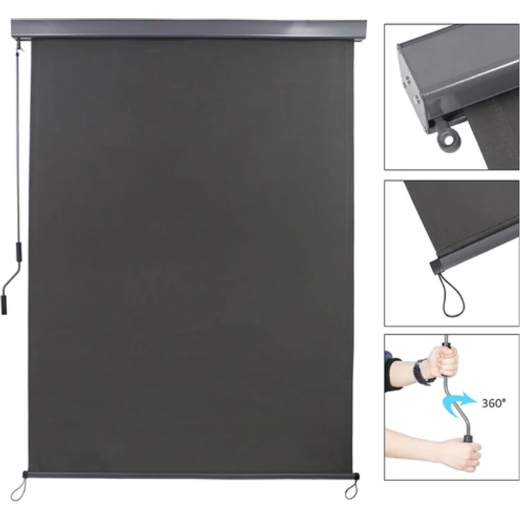 Senkrechtmarkise 160x250 cm Markise Seitenmarkise Anthrazit Windschutz Sonnenschutz Seitenrollo Terrassendach Balkonmarkise Schutz – Bild 1