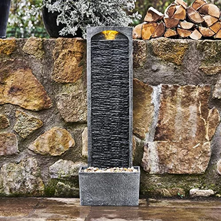 Peaktop - Garten Terrasse Stein 38 Zoll aufrechter Wasserfall Brunnen RJ-19041-EU – Bild 4