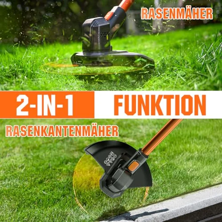 Litheli U20 Akku-Rasentrimmer HANDY+, 20 V, 2 Ah, Li-Ionen, 2-in-1 Funktion mit 25 cm Schnittbreite, USB-C Akku Powerbank – Bild 4