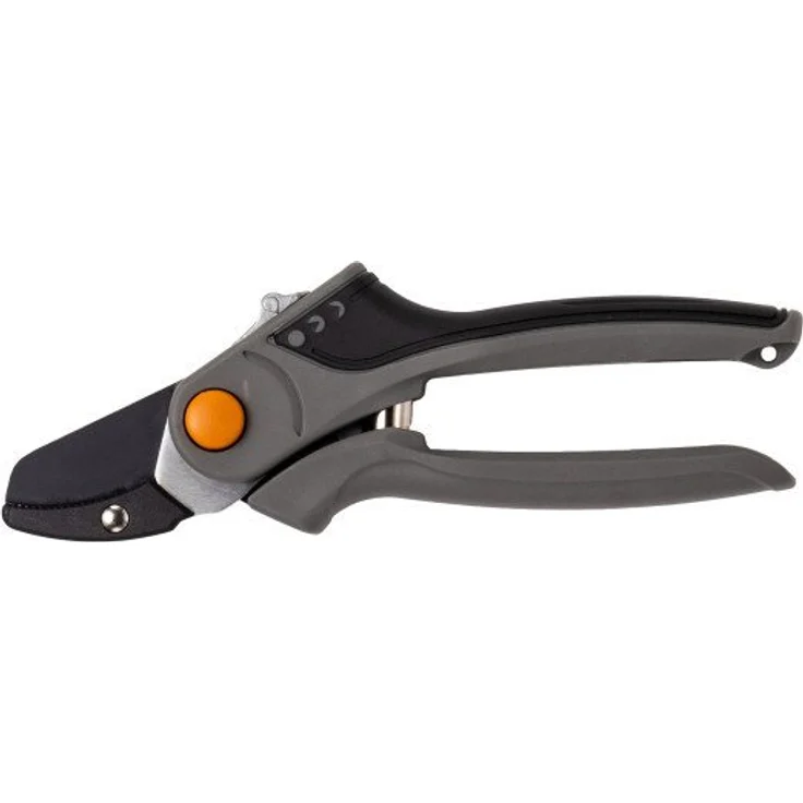 Primaster Astschere Amboss 25 cm, ergonomische Gartenschere für trockenes Holz, grau/orange