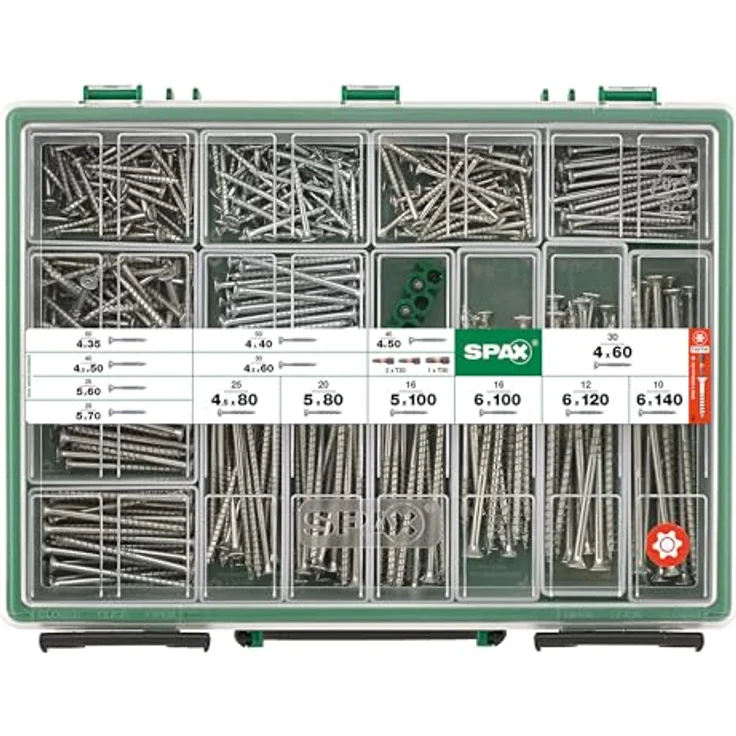 SPAX Sortiment Koffer, Schrauben-Set mit 14 Abmessungen, 387 Stück, Senkkopf, T-STAR plus, WIROX-Beschichtung – Bild 3