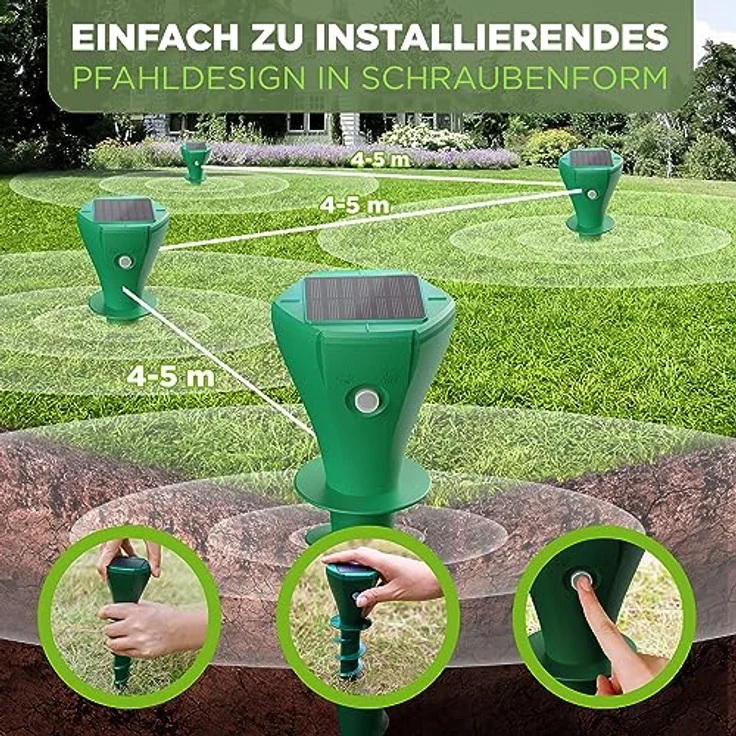 ISOTRONIC Maulwurfvertreiber Solar zum Eindrehen Einschrauben I Maulwurfschreck für den Garten I Maulwurfabwehr, Wühlmausvertreiber, Wühlmausschreck, IP65 (1) – Bild 3