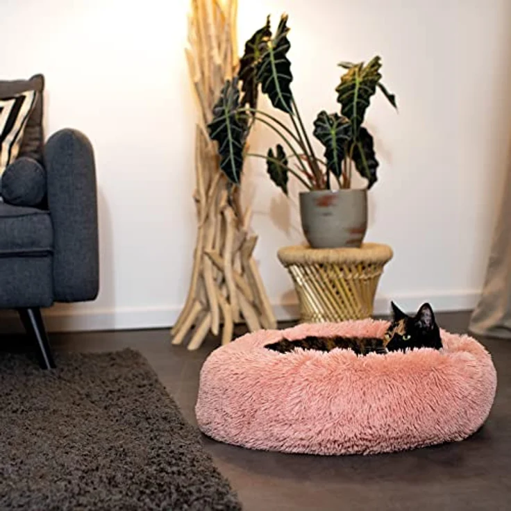 lionto Hundebett rund Hundekissen Hundesofa Katzenbett Donut, (M) 50 cm Ø rosa – Bild 3