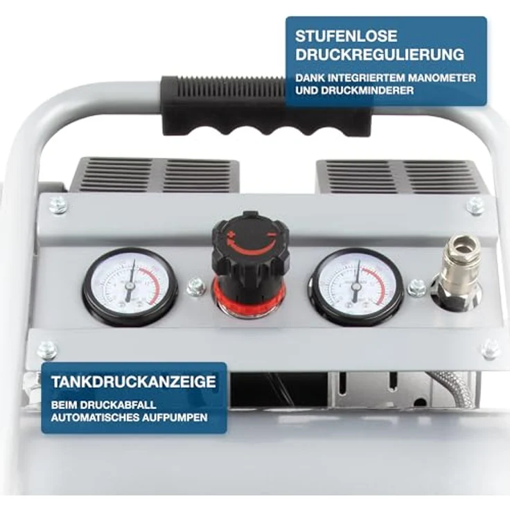 HYUNDAI Silent Kompressor SAC75008, tragbar, ölfrei, 9 bar, 8L, 49 dB, 750 W / 1 PS – Bild 8