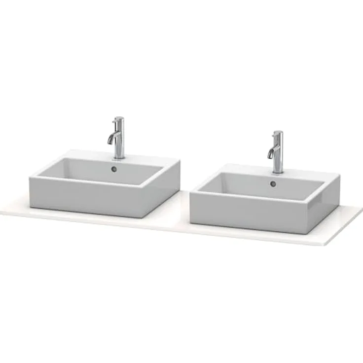 Duravit XSquare Konsole 063G, 1400x550 mm, 2 Ausschnitte, Weiß Hochglanz Dekor