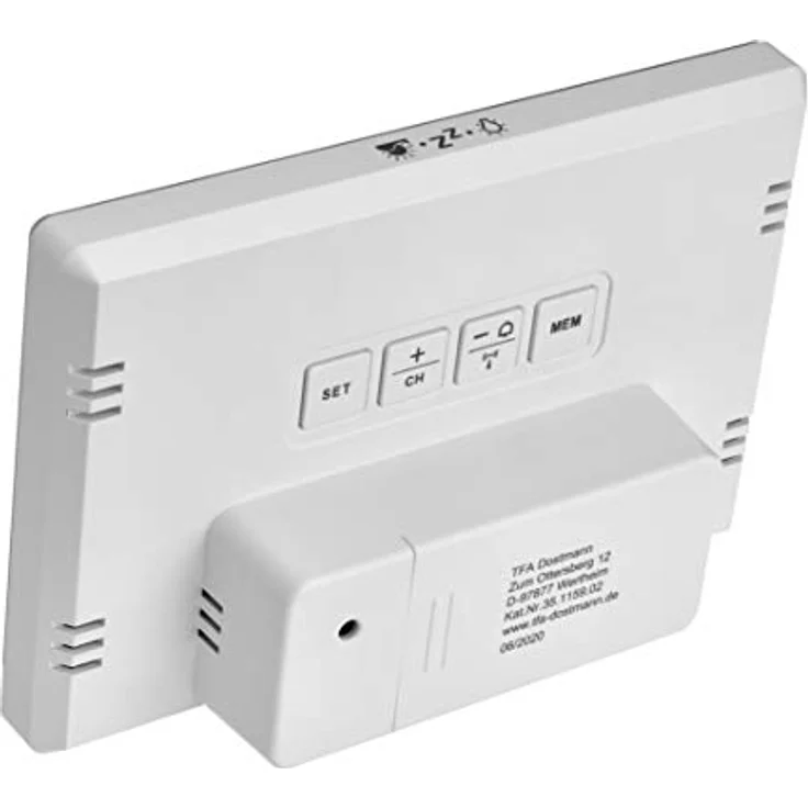 TFA Dostmann Digitale Wetterstation Weather Boy, 35.1159.02, Funk, mit Außensensor, Innen-und Außentemperatur, Mondphase, weiß, L 145x B 39 x H 97 mm – Bild 3