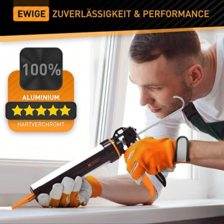 Hardtwerk® Kartuschenpistole 360° drehbar mit Cutter, 18:1 Übersetzung für präzise Dosierung bei Silikon und Acryl, geeignet für 150-310 ml Kartuschen – Bild 6