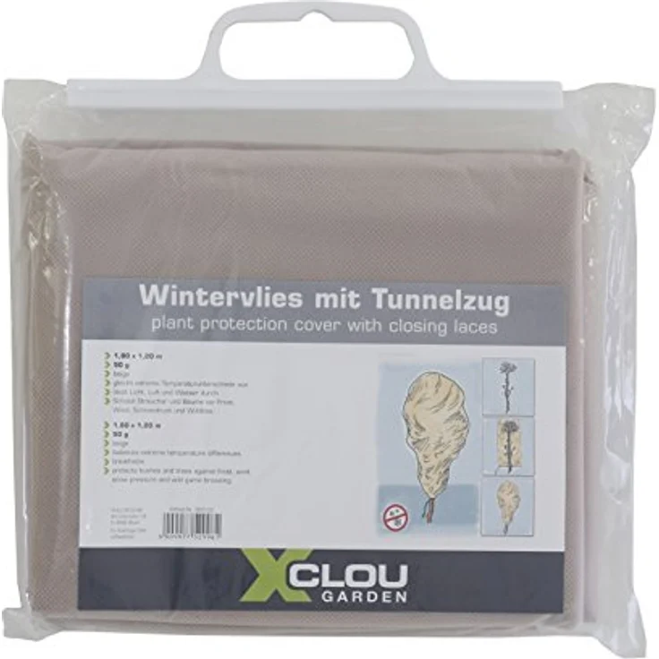 Xclou Wintervlies mit Tunnelzug, ca. 1,8 x 1,2 m, Pflanzenschutz mit ca. 50g /m², beige – Bild 1