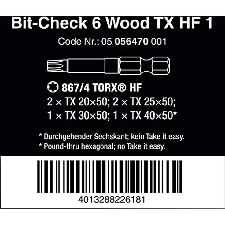 Wera - 05056470001 - Bit Sortiment, Bit-Check 6 Wood TX HF 1, 6-teilig - Preisvergleich – Bild 2