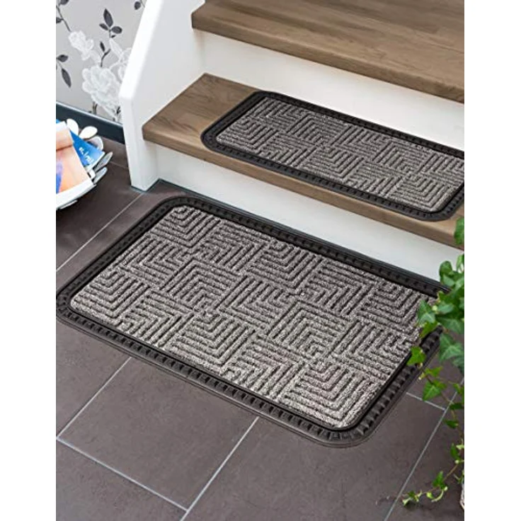ASTRA Fussmatten - Sauberlauf - Schmutzfang - Outdoorfußmatte - Fussabtreter - Stufenteppiche geeignet - strapazierfähige Türmatte - 50 x 80 cm - Silber – Bild 2