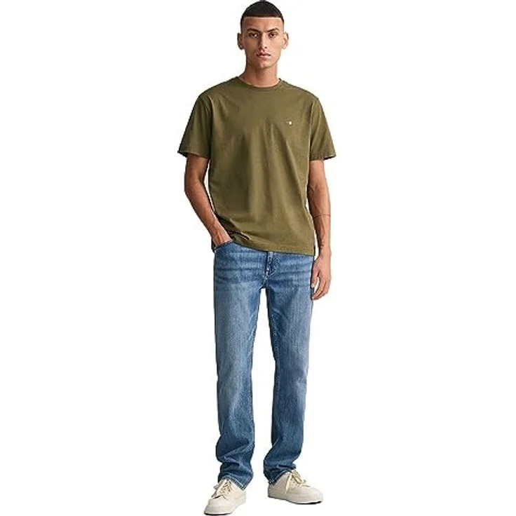 GANT Reg Shield, Herren Shirt aus 100% Baumwolle, Grün, Größe S mit gesticktem Emblem – Bild 3