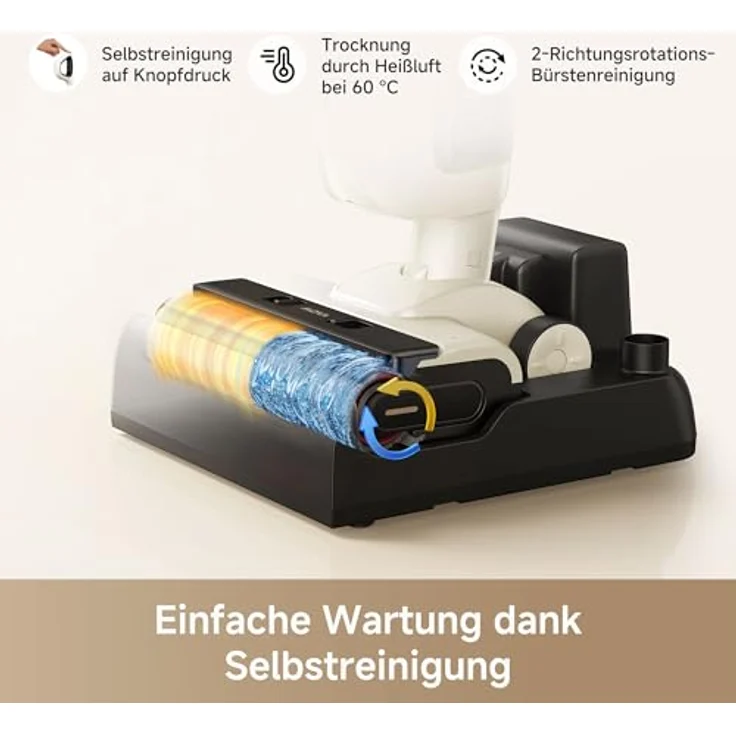 Mova K30 Nass- und Trockensauger, 18.000 Pa Saugkraft, 180°-Reichweite, flaches Design, Doppel-Kantenreinigung, Heißluft-Trocknung, Selbstreinigung, leichtes Gewicht – Bild 4