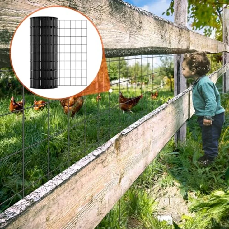 VEVOR Volierendraht 61 x 1524 cm, Vinylbeschichteter Maschendrahtzaun, 1,52 mm für Hühnerstallbarrieren und Kaninchenzäune, schwarz – Bild 8