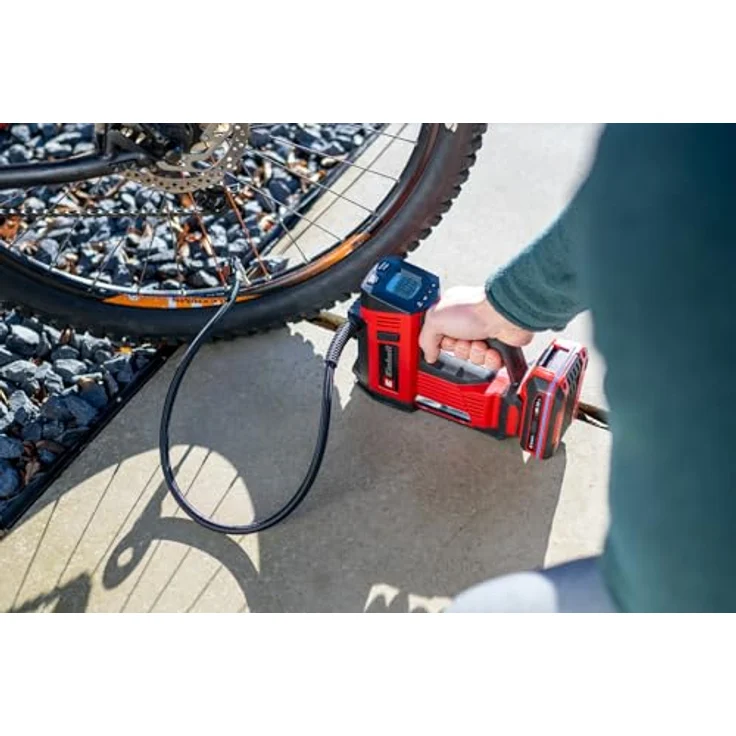 Einhell Akku-Autokompressor CE-CC 18/23 D Li-Solo, kabelloses Aufpumpgerät mit digitalem Manometer und Speicherfunktion für bis zu 4 Druckwerte, max. 11 bar – Bild 4