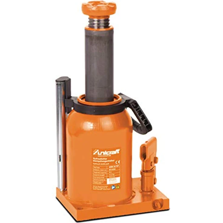 Unicraft Hydraulischer Stempelwagenheber HSWH 30 TOP (Tragkraft 30 t, Höhe min. 242 mm, Hub 150 mm, Stellfläche 196x144 mm) 6211030, horizontal und vertikal verwendbar, verstärkte Wandung, inkl. Teleskop-Pumphebel – Bild 1